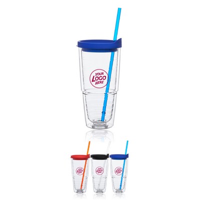 Double Wall Solid Clear Orbit Acrylic Tumblers - 24 oz